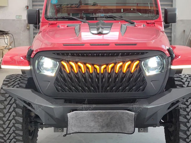 Front Grille with Amber Lights for Jeep Wrangler JL