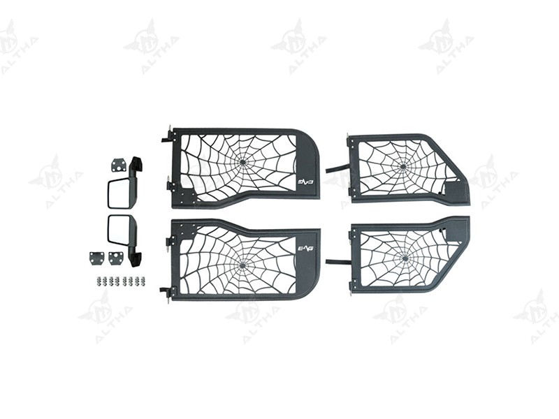 Spider Mesh Style Carbon Steel Door with Rear-View Mirror for Jeep Wrangler JK