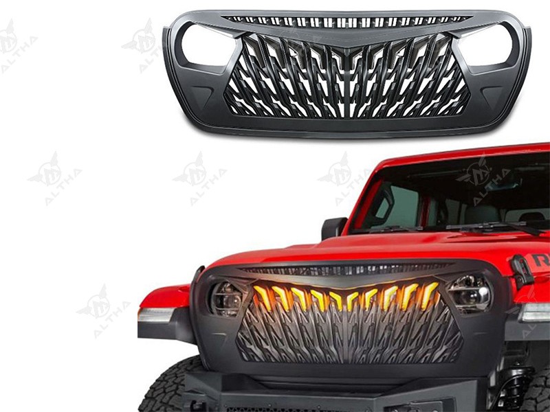 Front Grille with Amber Lights for Jeep Wrangler JL