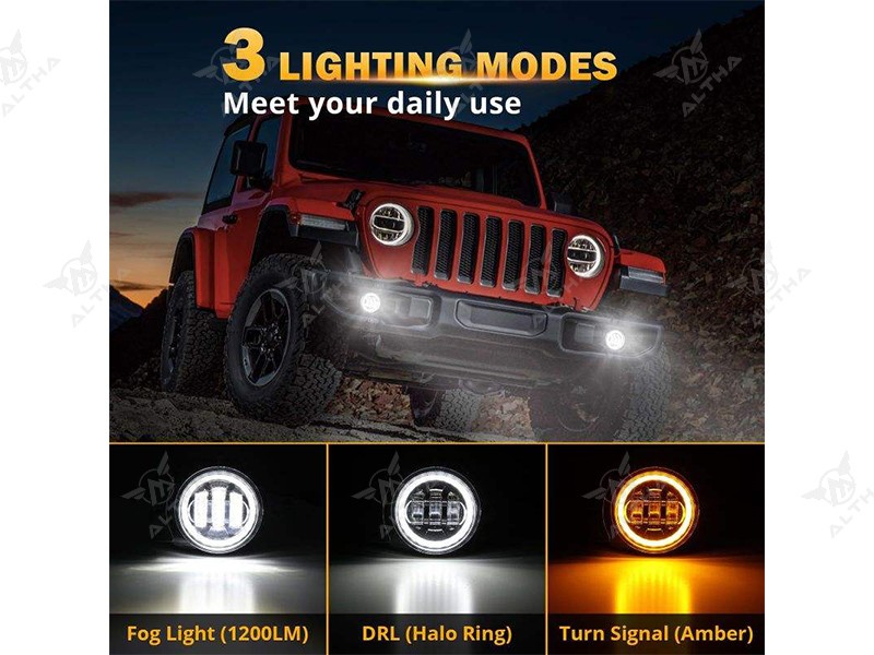 4 Inch 30W Round LED Fog Lamp for Jeep Wrangler JL/JT 2018-2023