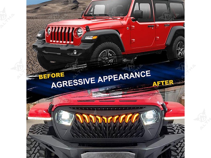 Front Grille with Amber Lights for Jeep Wrangler JL